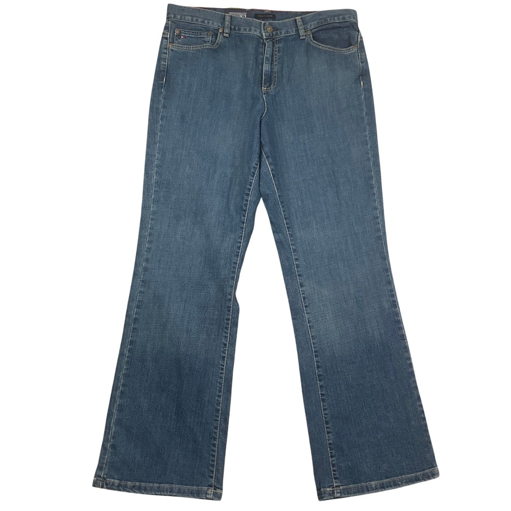 Tommy Hilfiger Jeans Womens 14R Medium Blue Boot Leg High Rise‎ Stretch Denim